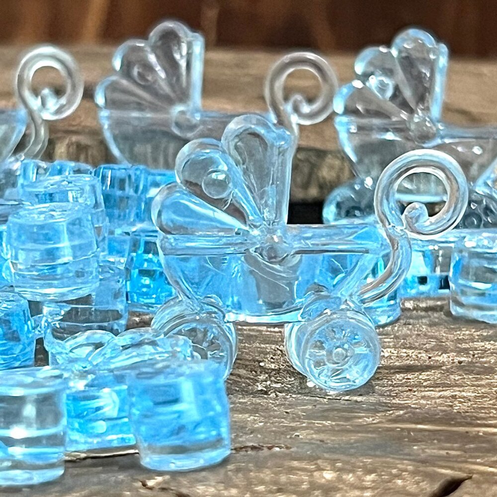 Plastic Clear Miniature Baby Carriages Baby Shower Party Favors 12 Count